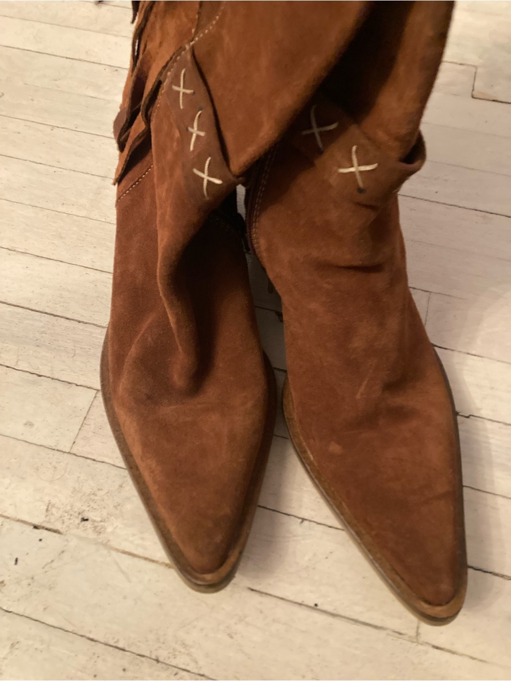 Women’s Brown Leather Mid-Heel Boots - Picture 9 of 14